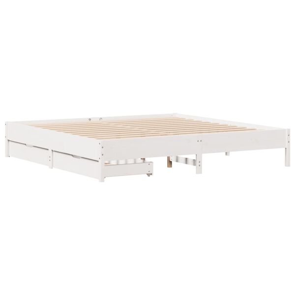 vidaXL Bed Frame without Mattress White 180x200 cm Super King Solid Wood Pine