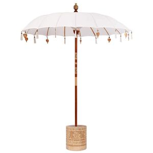 vidaXL Balinese Parasol with Base Cream and Natual 190 x 190 x 250 cm