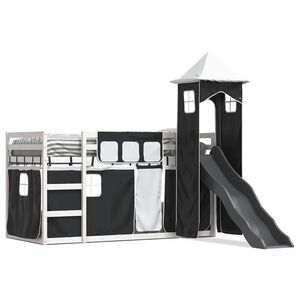 vidaXL Bunk Bed without Mattress with Slide White and Black 90x200 cm