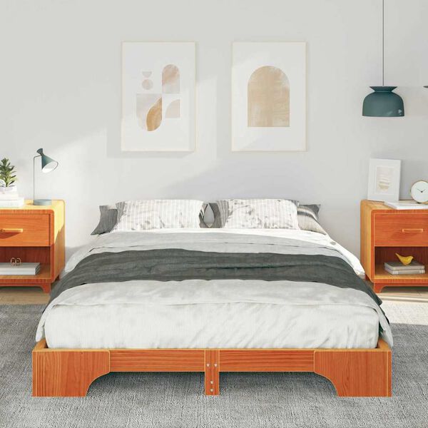 vidaXL Bed Frame Brown 140 x 210 cm Solid Pine Wood