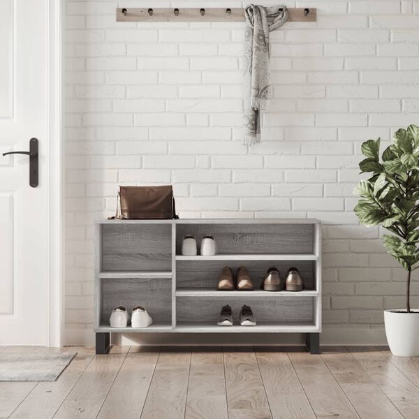 vidaXL Shoe Cabinet Grey Sonoma 102x36x60 cm Engineered Wood