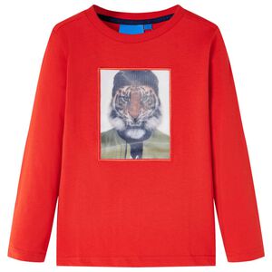 vidaXL Kids' T-shirt with Long Sleeves Red 128