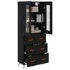 vidaXL Highboard Cabinet with Shelf 2 pcs Black Oak Engineered Wood