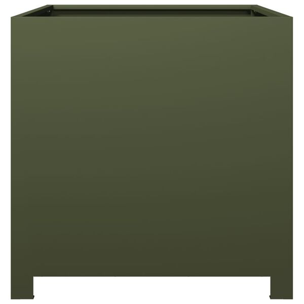 vidaXL Garden Planter Olive Green 50x50x50 cm Steel
