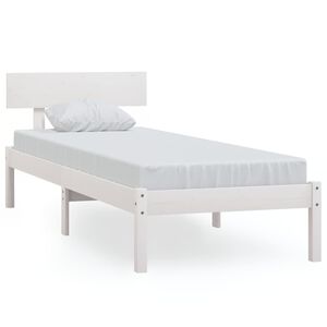 vidaXL Bed Frame without Mattress White Solid Wood Small Single