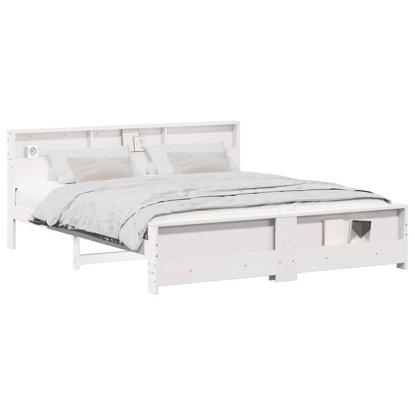 vidaXL Bed Frame with Headboard White 200 x 200 cm Engineered Wood