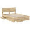 vidaXL Bed Frame with Drawer Sonoma Oak 140 x 190 cm Engineered Wood