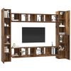 vidaXL TV Cabinet Set Wall-mounted 10 pcs Old wood 30.5 x 30 x 90 cm