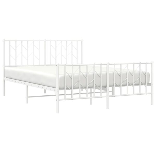 vidaXL Metal Bed Frame without Mattress with Footboard White 140x190cm