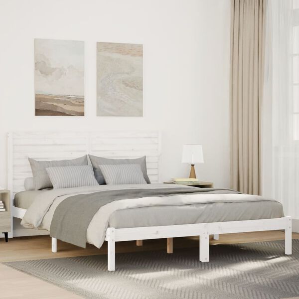 vidaXL Extra Long Bed Frame without Mattress White 160x210 cm Solid Wood