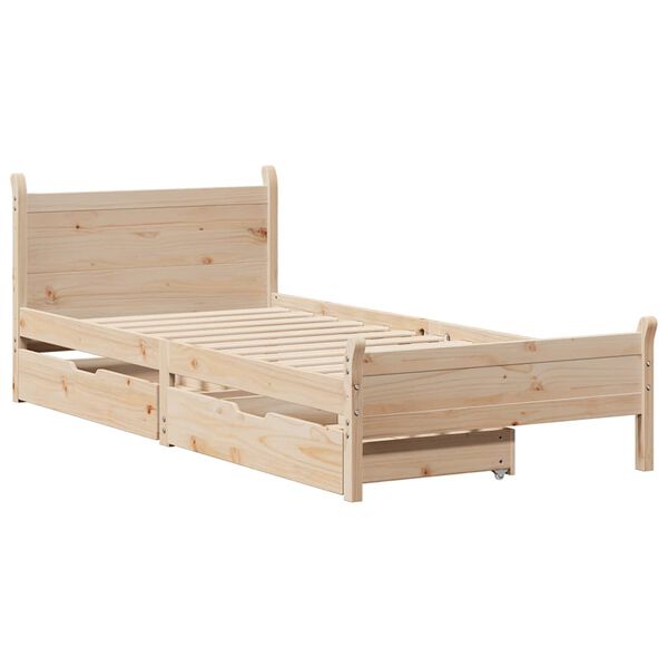 vidaXL Bed Frame without Mattress 90x190 cm Single Solid Wood Pine