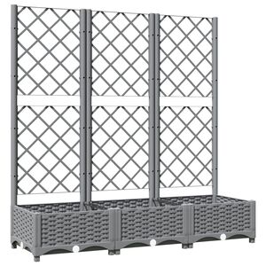 vidaXL Garden Planter with Trellis Light Grey 120x40x121,5 cm PP
