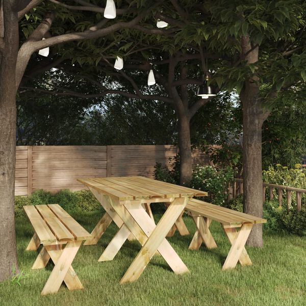 vidaXL 3 Piece Garden Dining Set Impregnated Pinewood