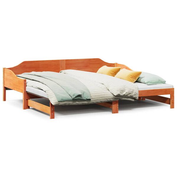 vidaXL Daybed with Trundle without Mattress Wax Brown 80x200 cm Solid Wood