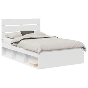 vidaXL Bed Frame with Headboard White 120 x 190 cm Solid Pine Wood