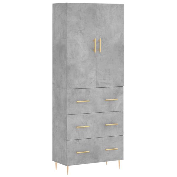 vidaXL Highboard Concrete Grey 69.5x34x180 cm Engineered Wood