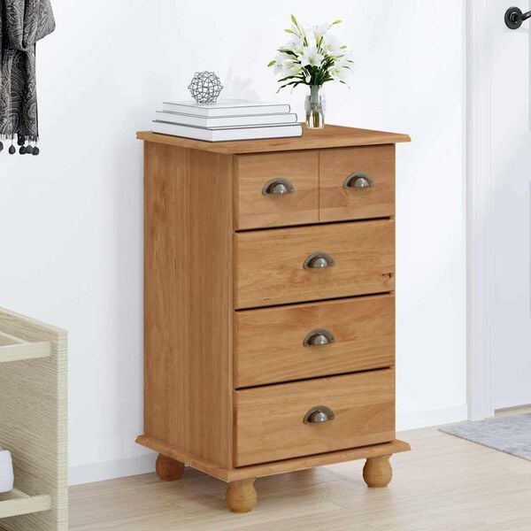 vidaXL Chest of Drawer ASKIM Brown 45.8 x 40 x 79 cm Solid Pine Wood