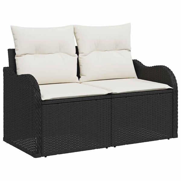 vidaXL Garden Sofa Black 121 x 62 x 69cm Poly Rattan