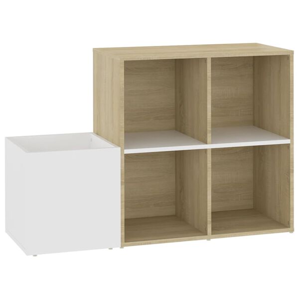 vidaXL Hall Shoe Cabinet White and Sonoma Oak 105x35.5x70 cm Engineered Wood