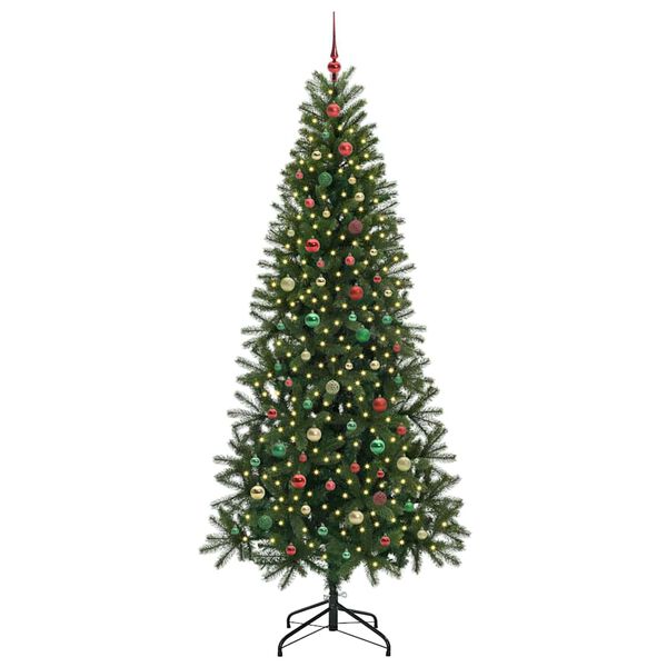 vidaXL Artificial Christmas Tree with 300 LEDs Green 240 cm PE and PVC