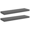 vidaXL Floating Wall Shelves 2 pcs High Gloss Grey 80x23.5x3.8 cm MDF