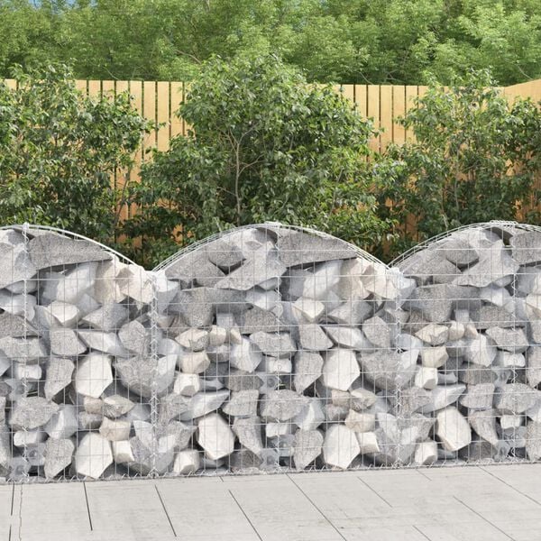 vidaXL Arched Gabion Basket 100x30x80/100 cm Galvanised Iron