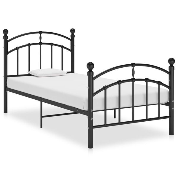 vidaXL Bed Frame without Mattress Black Metal 100x200 cm