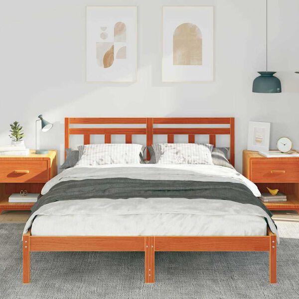 vidaXL Bed Frame Brown 150 x 200 cm Solid Pine Wood