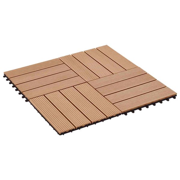 vidaXL Decking Tile 11 pcs Teak 30 x 30 cm WPC