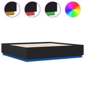 vidaXL Bed Frame with LED without Mattress Black 200x200 cm