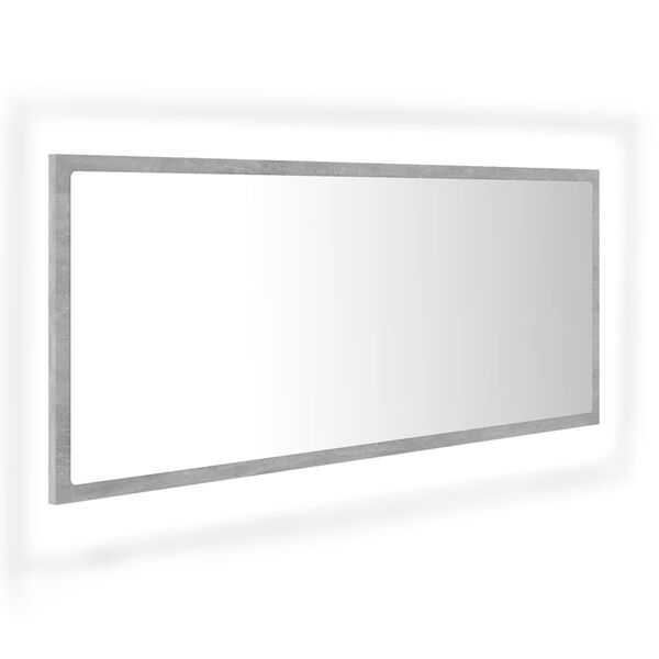 vidaXL LED Bathroom Mirror Concrete Grey 100x8.5x37 cm Acrylic