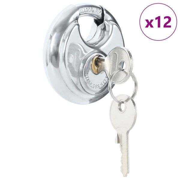 vidaXL Discus Locks with Keys Silver Stainless Steel
