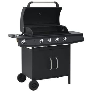 vidaXL Gas Barbecue Grill 4+1 Cooking Zone Black Steel