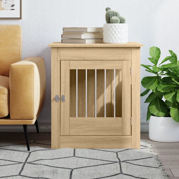 vidaXL Dog Crate Furniture Sonoma Oak 64.5x80x71 cm Engineered Wood