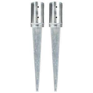 vidaXL Ground Spikes 2 pcs Silver 8x61 cm Galvanised Steel