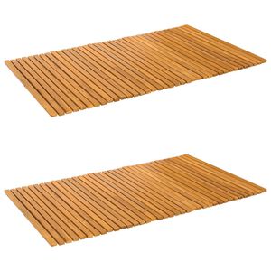 vidaXL Bath Mat 2 pcs Natural 100 x 60 cm Solid Acacia Wood