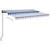 vidaXL Manual Retractable Awning with LED 3x2.5 m Blue and White