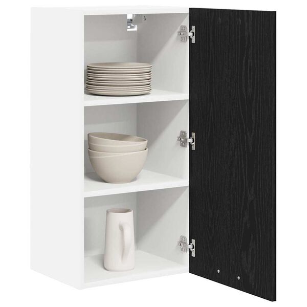 vidaXL Hanging Cabinet Riga Black Oak and White 40 x 31 x 80 cm