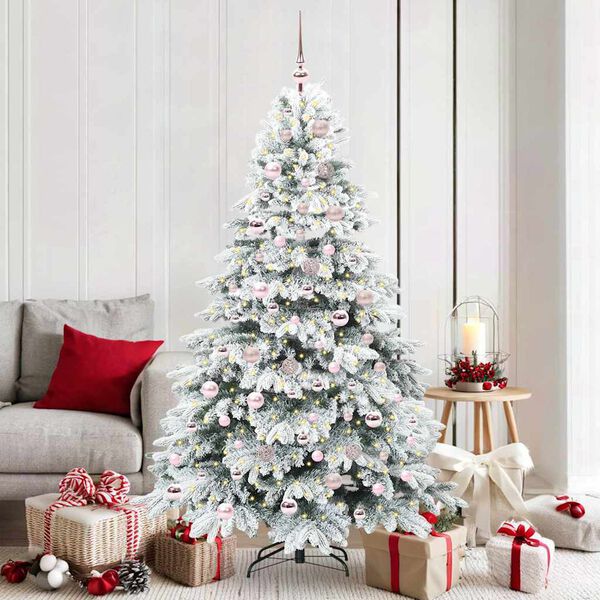 vidaXL Artificial Christmas Tree with 300 LEDs White 180 cm PE and PVC