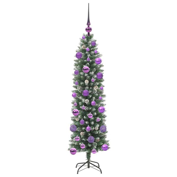 vidaXL Artificial Slim Christmas Tree Green and White 120 cm