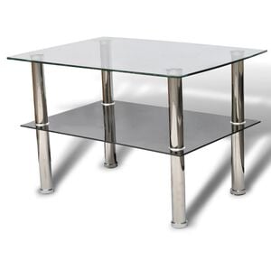 vidaXL Coffee Table | Transparent, Black | Tempered Glass | Small | Durable