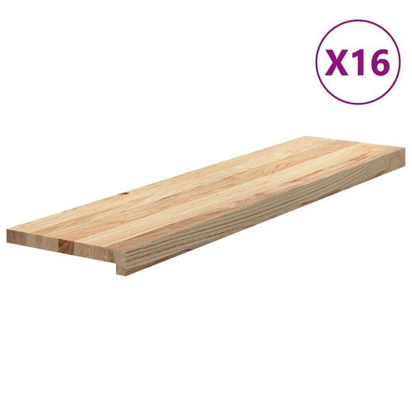 vidaXL Stair Treads 16 pcs Untreated 100x25x2 cm Solid Wood Oak