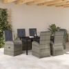 vidaXL Garden Dining Set with Cushion 7 pcs Grey Poly Rattan