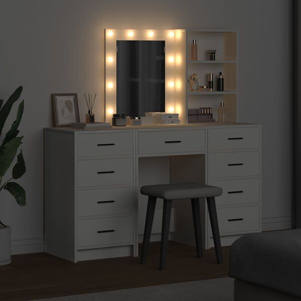 vidaXL Dressing Table 3 pcs White 40 x 41 x 135 cm Engineered wood