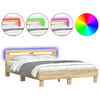 vidaXL Bed Frame with LED without Mattress Sonoma Oak 140x190 cm