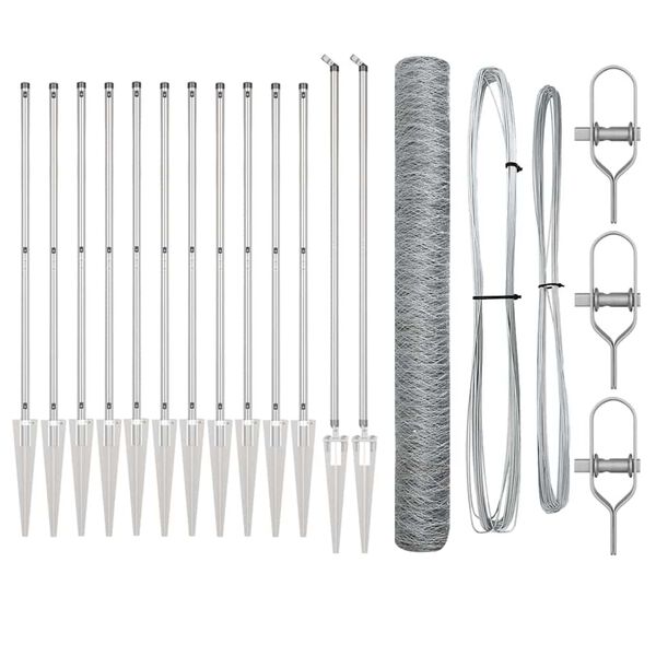 vidaXL Fence Post Silver 25 x 1.2 m (36 mm mesh) Steel