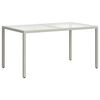 vidaXL Garden Table 150x90x75 cm Tempered Glass and Poly Rattan White