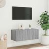 vidaXL TV Wall Cabinet with LED Lights Grey Sonoma 80x35x31 cm
