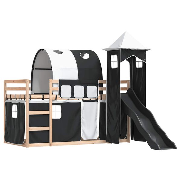 vidaXL Bunk Bed without Mattress with Slide White and Black 90x190 cm Single