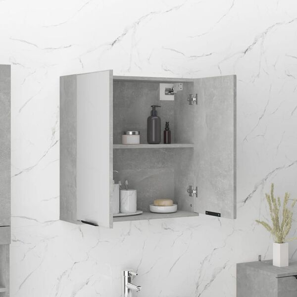 vidaXL Bathroom Mirror Cabinet Concrete Grey 64x20x67 cm
